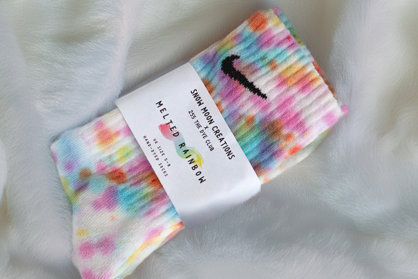 Hand-dyed Nike socks MELTED RAINBOW