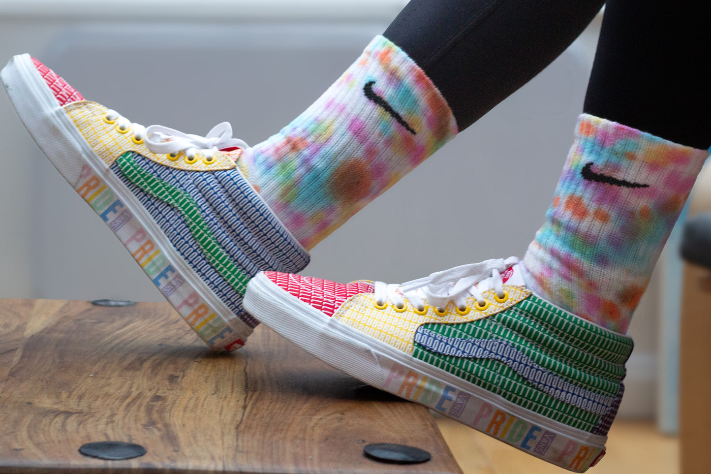 Hand-dyed Nike socks MELTED RAINBOW