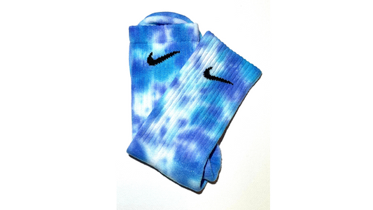 Hand-dyed Nike socks OCEAN POTION