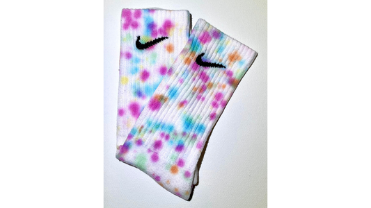 Hand-dyed Nike socks MELTED RAINBOW