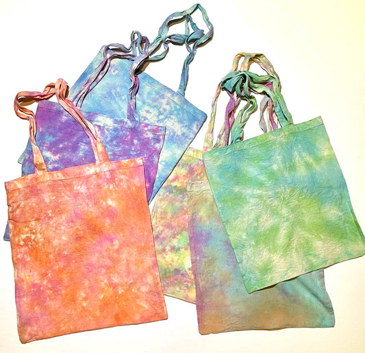 Tie dyed cotton tote bag