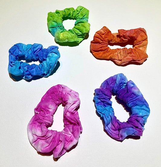 small hand-dyed hair scrunchies