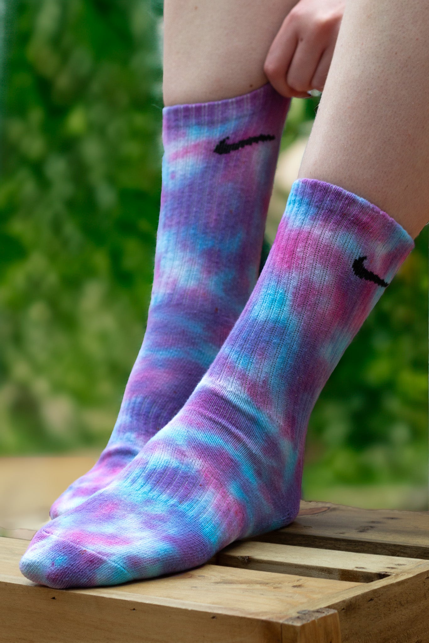 Hand-dyed Nike socks MAKING PURPLE