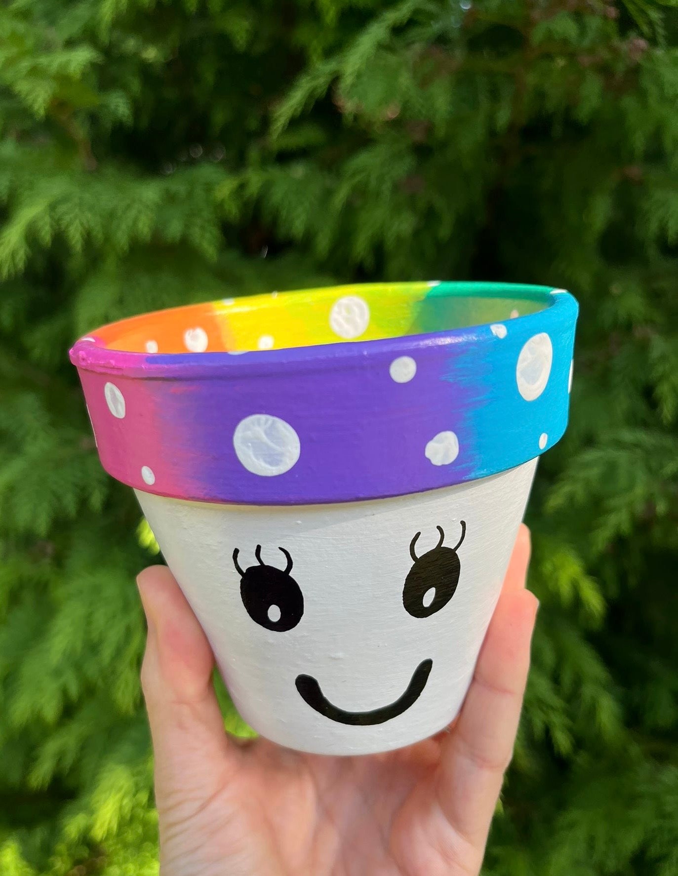 MUSHROOM: terracotta pot custom painted