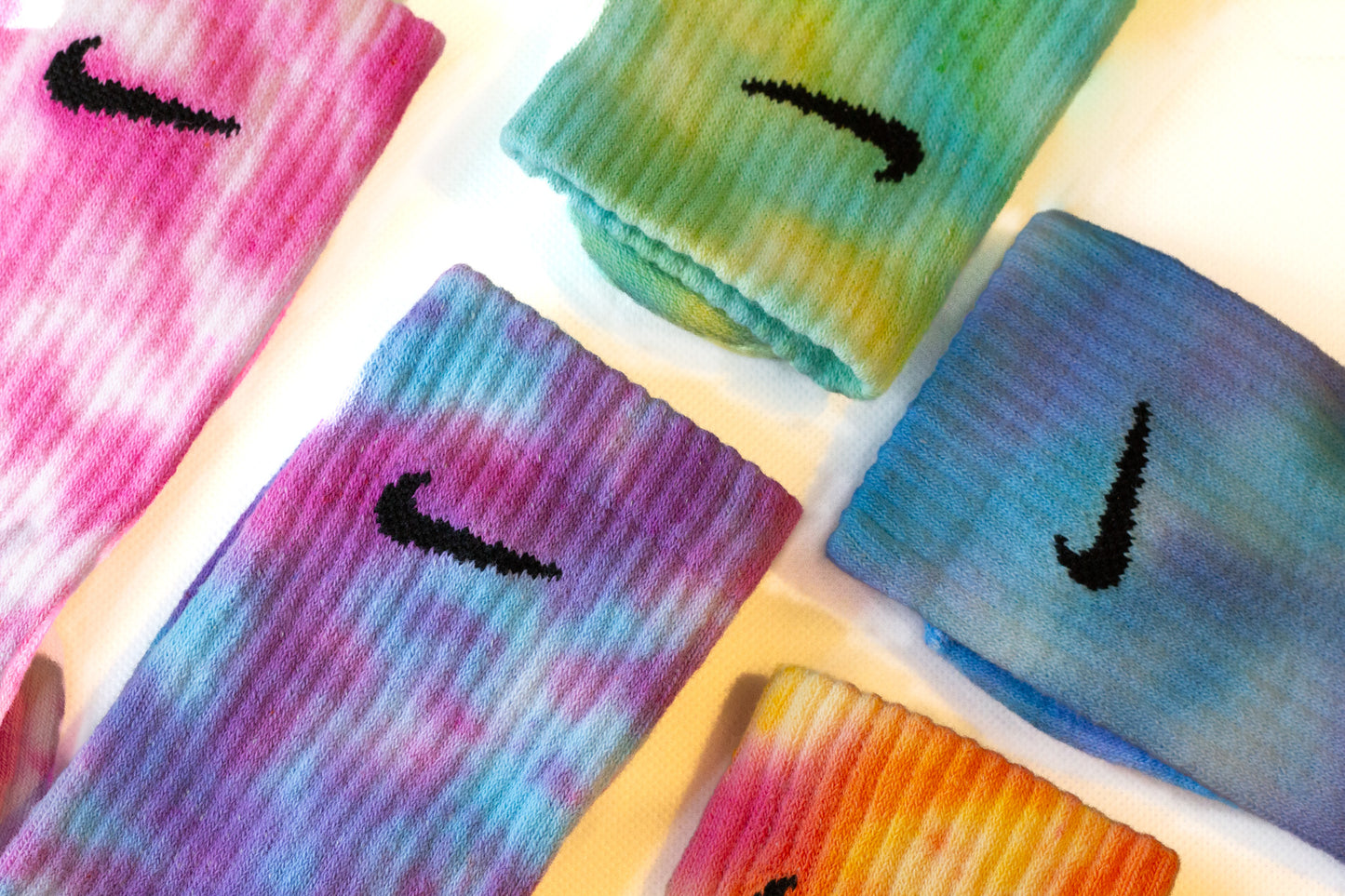 Hand-dyed Nike socks MELTED RAINBOW