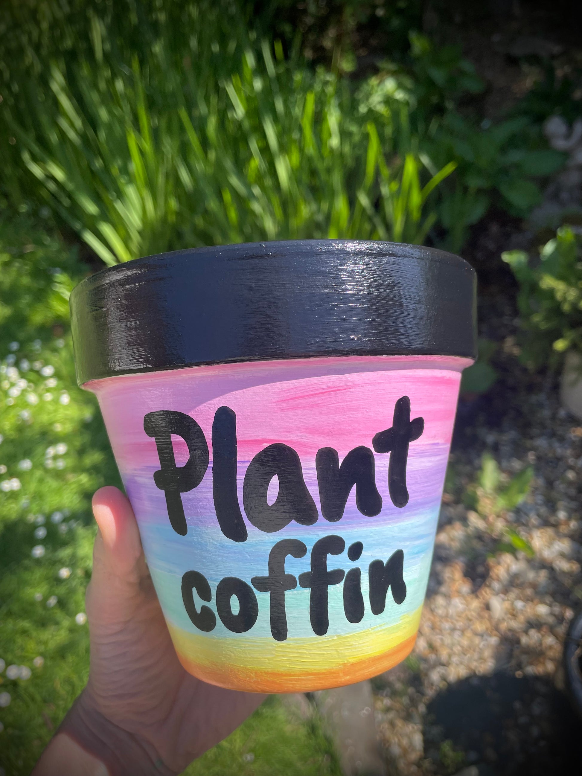 plant coffin plant pot Plant coffin: terracotta pot custom painted