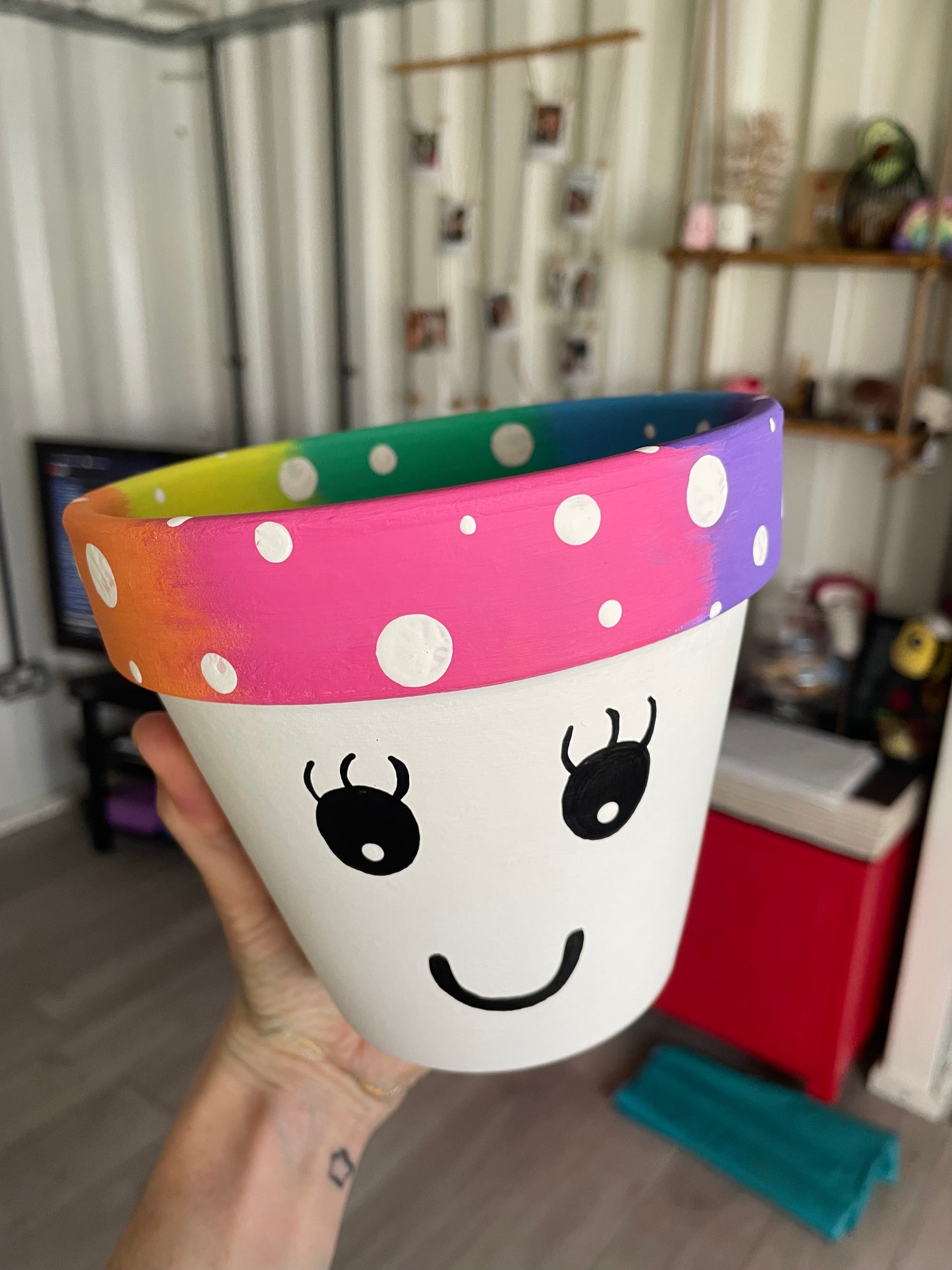 MUSHROOM: terracotta pot custom painted