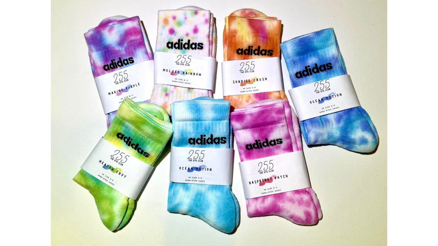 Hand-dyed Adidas socks MEADOW ENVY